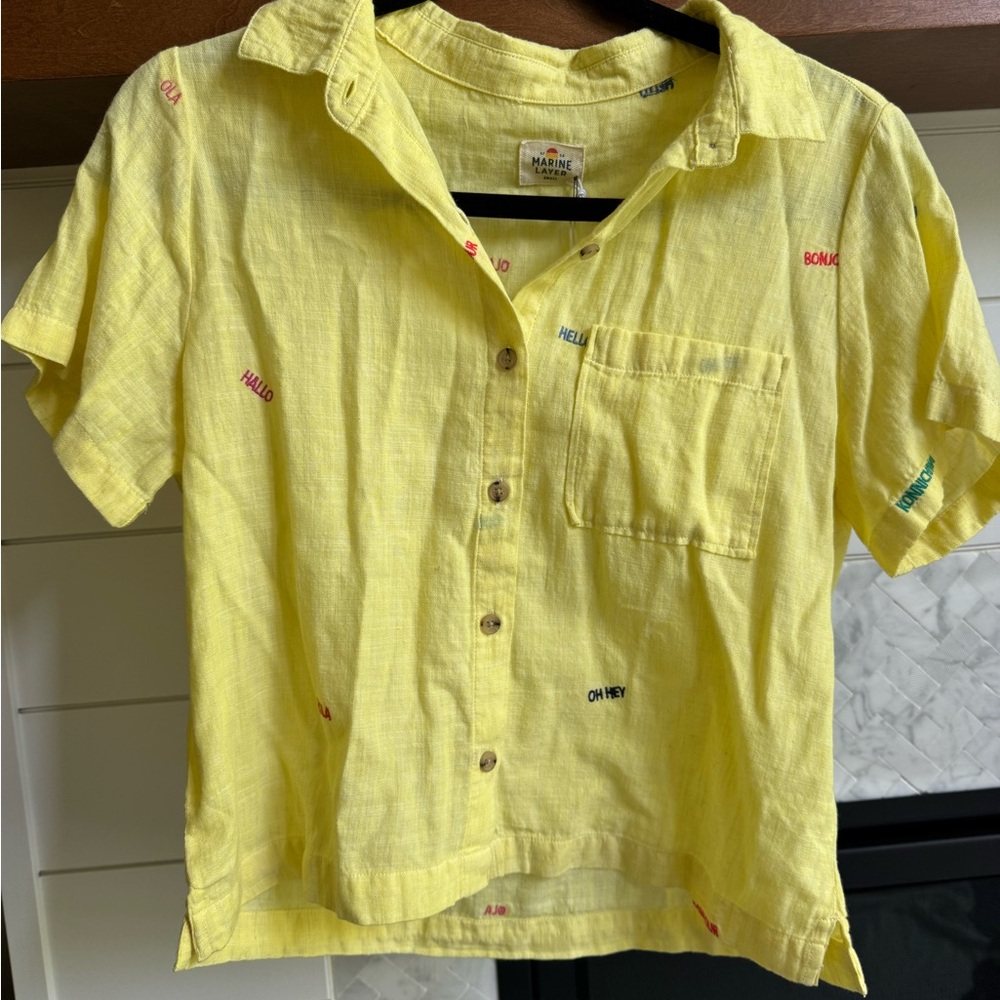 Marine Layer Yellow Button Down Shirt Short Sleeve